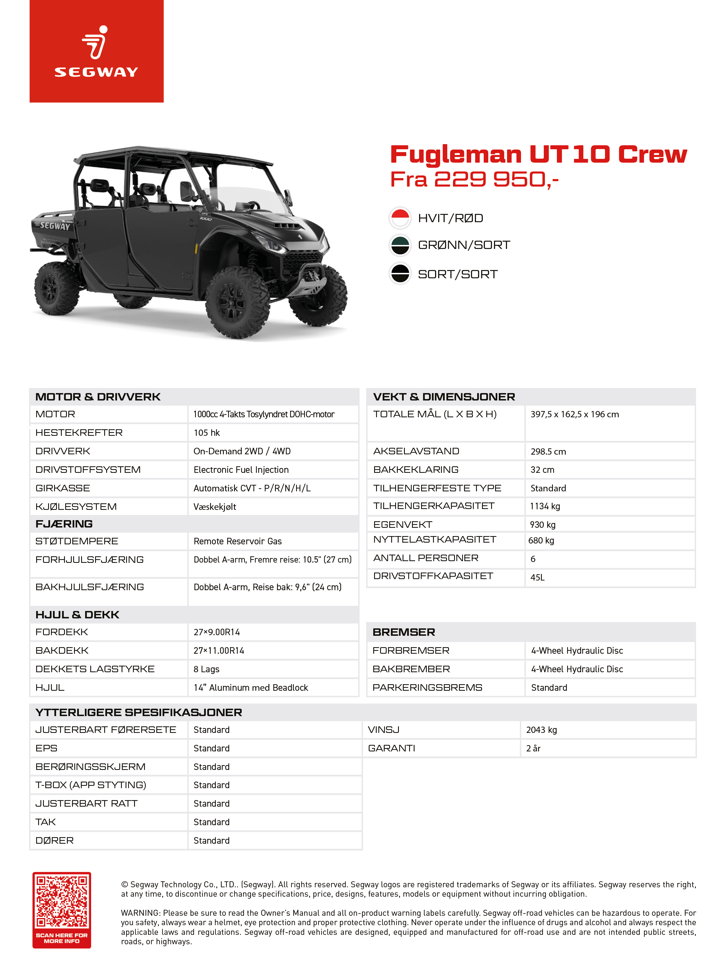 Segway Fugleman UT 10 X Crew