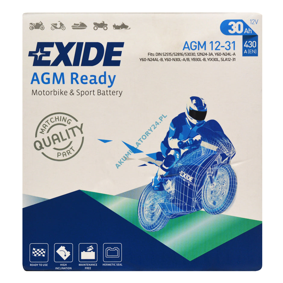 BATTERI EXIDE SLA12-31(YIX30L) AGM 4990